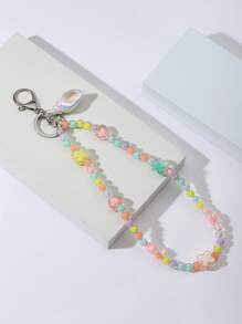 愛心裝飾串珠吊墜鑰匙圈