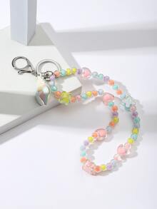 愛心裝飾串珠吊墜鑰匙圈