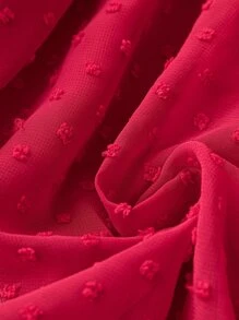 SHEIN LUNE Vestido de lunares de cuello cruzado bajo con fruncido - Burdeos - Ver 3