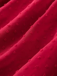 SHEIN LUNE Vestido de lunares de cuello cruzado bajo con fruncido - Burdeos - Ver 4