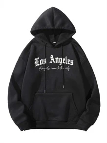 Manfinity EMRG Áo nỉ Nam Túi Dây kéo Lá thư Ngọn lửa Đường phố - màu đen - Xem 2