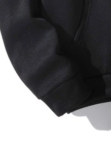 Manfinity EMRG Áo nỉ Nam Túi Dây kéo Lá thư Ngọn lửa Đường phố - màu đen - Xem 3