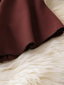 SHEIN LUNE Plus Button Detail Butterfly Sleeve Belted Dress - Brown - View 4