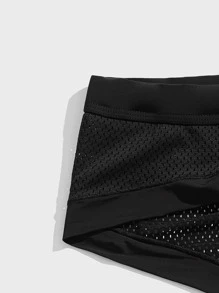 Men's Black Plain High Stretch Fabric Briefs With Contrast Mesh Design For Daily Comfort - Black - View 4