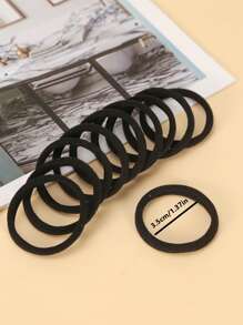 10pcs Solid Hair Tie - Black - View 4