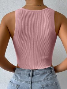 Chiquease Solid Ribbed Crop Knit Top - Dusty Pink - View 2