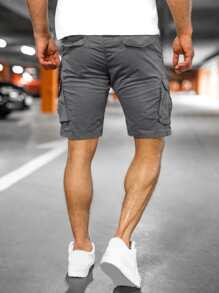 Manfinity Homme Men Flap Pocket Cargo Shorts - Dark Grey - View 2