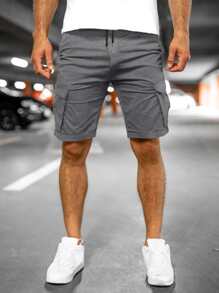 Manfinity Homme Men Flap Pocket Cargo Shorts - Dark Grey - View 3
