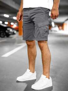 Manfinity Homme Men Flap Pocket Cargo Shorts - Dark Grey - View 4