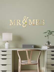 6pcs Letter Graphic Mirror Wall Sticker - Gold - View 5