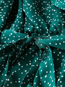 SHEIN LUNE 大碼波點圖案繫腰帶洋裝