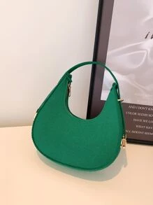 Minimalist Zipper Hobo Bag - Green - View 6
