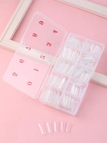 Upgrade Your Look With 500pcs Long Coffin Transparent Fake Nail For Home DIY Nail Salon Nail Extension Press On Nails Nail Supplies - Clear - View 1