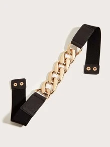 街头优雅链条装饰弹性腰带，适用于外套和连衣裙万圣节 - 黑色 - 查看 3
