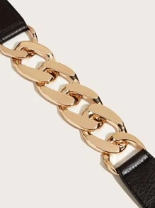 街头优雅链条装饰弹性腰带，适用于外套和连衣裙万圣节 - 黑色 - 查看 4