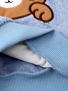 Baby Bear Embroidery Teddy Sweatshirt & Trousers - Dusty Blue - View 3