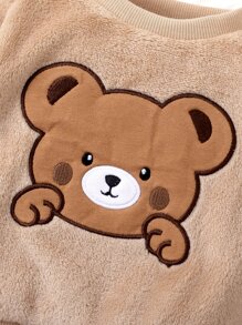 嬰兒男孩熊刺繡泰迪熊運動衫和褲子