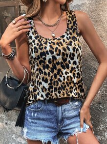 SHEIN LUNE Top tank con estampado de leopardo - Multicolor - Ver 1