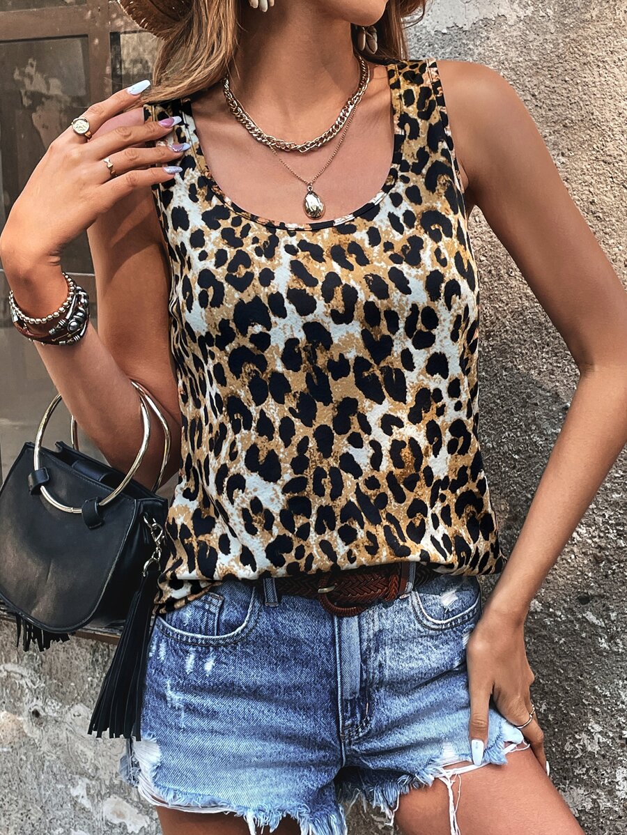 SHEIN LUNE Top tank con estampado de leopardo - Multicolor - Ver 1