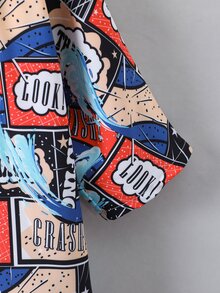 小男童波普藝術圖案和服罩衫和短褲不帶T恤