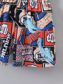 小男童波普藝術圖案和服罩衫和短褲不帶T恤