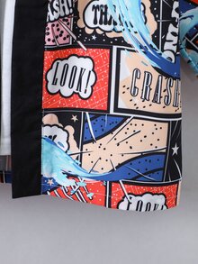 小男童波普藝術圖案和服罩衫和短褲不帶T恤