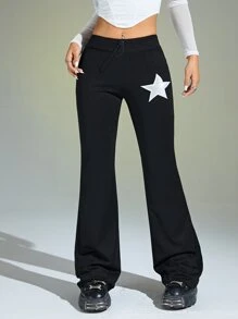 SHEIN ICON Pantalones acampanados con estampado de estrella