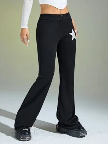 SHEIN ICON Pantalones acampanados con estampado de estrella