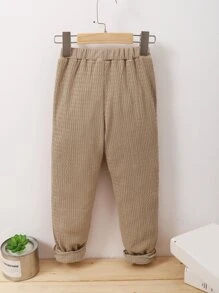 Toddler Boys Letter Patched Detail Trousers - Mocha Brown - View 2