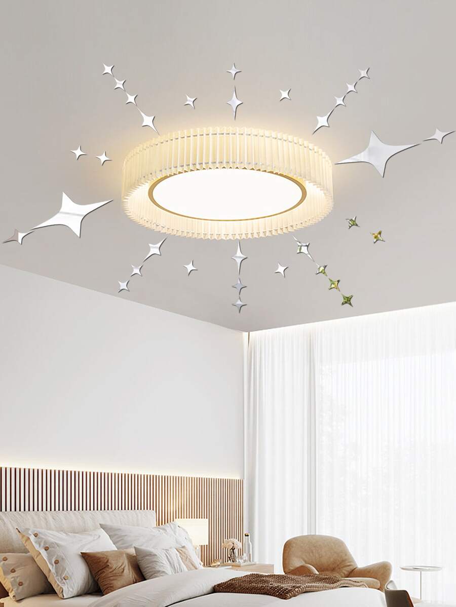 32入組星形鏡面牆貼 - 銀色 - 查看 1