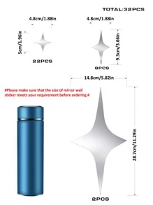 32入組星形鏡面牆貼 - 銀色 - 查看 4