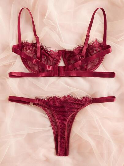 Snug Zone Floral Lace Underwire Bra & Panty Sexy Lingerie Set