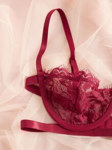 Ensemble de lingerie sexy, soutien-gorge à armatures en dentelle florale et culotte