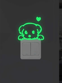 狗狗圖案燈開關貼紙 - 綠色 - 查看 1