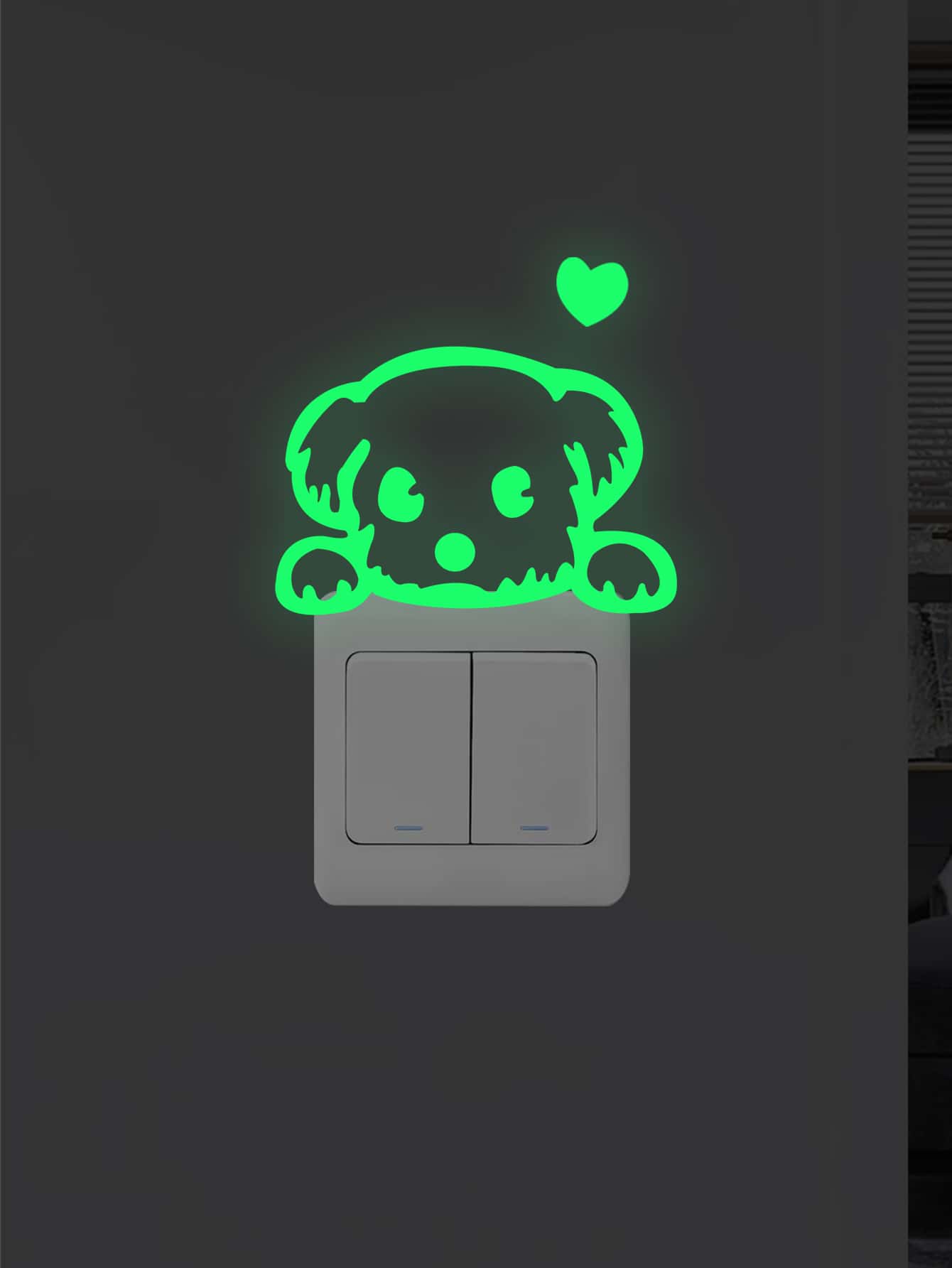 狗狗圖案燈開關貼紙 - 綠色 - 查看 1