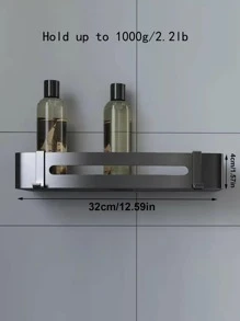 1 pieza estante de almacenamiento para baño montado en la pared necesita perforar - Negro - Ver 2