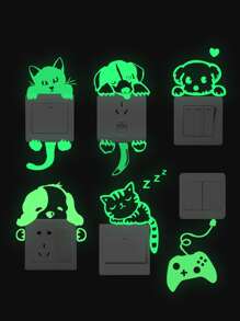 6入組卡通圖案開關貼 - 綠色 - 查看 1