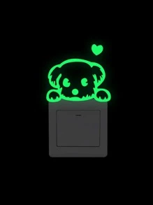 狗狗圖案燈開關貼紙 - 綠色 - 查看 3