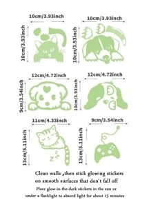 6入組卡通圖案開關貼 - 綠色 - 查看 5