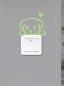 狗狗圖案燈開關貼紙 - 綠色 - 查看 4