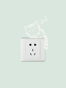 Conjunto de 5 adesivos de interruptor em formato de animais que brilham no escuro, decorativos para quarto, cozinha, banheiro e sala de estar. - Azul - Ver 6