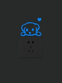 Conjunto de 5 adesivos de interruptor em formato de animais que brilham no escuro, decorativos para quarto, cozinha, banheiro e sala de estar. - Azul - Ver 7