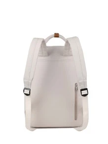 經典休閒熊和字母貼紋裝飾的多功能背包,附帶零錢包,適用於青少年女孩、女性、大學生,完美用於戶外、旅遊和返校,附帶小熊吊飾,帶袋的女士包 - 米色 - 查看 5