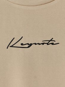 Manfinity Men Plus Slogan Graphic Sweatshirt - Khaki - View 3