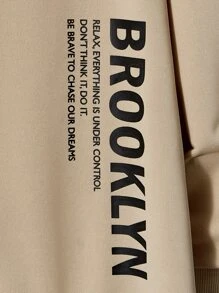 Manfinity Men Plus Slogan Graphic Sweatshirt - Khaki - View 4