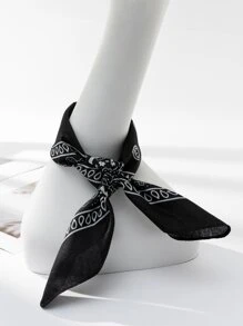 1pc Paisley Print Bandana Cowboy Cowgirl Neckerchief For Hip Hop Bandana,Hair Band,Head Band Ideal For Dressing Up Your Look - Black - View 4