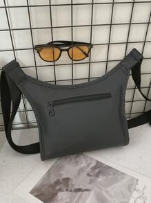 Men Letter Graphic Waist Bag - Grey - View 2