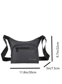 Men Letter Graphic Waist Bag - Grey - View 3