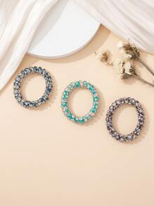 3pcs Floral Pattern Coil Wire Hair Tie - Multicolor - View 2