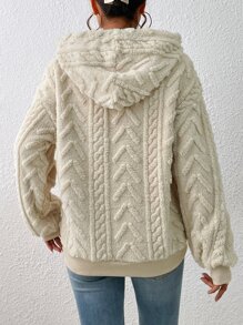 SHEIN Essnce Quần áo thể thao nữ Dây kéo màu trơn Giải trí - Màu be - Xem 2